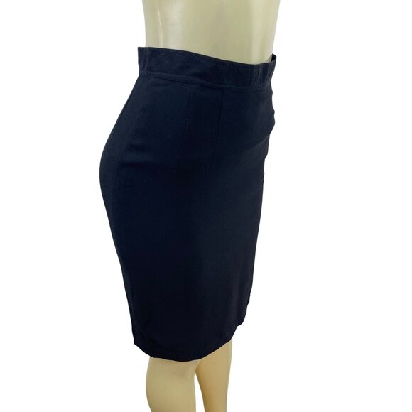 Finity Studio Women's Black Silk Pencil Skirt With Back Slit Size 4 - New - Picture 2 of 8